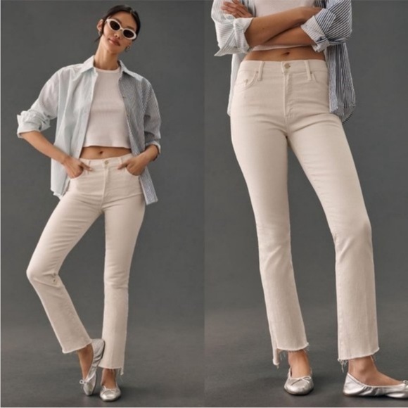 MOTHER Denim - NWT Mother Jeans The Insider Crop Step Fray in Chalk Ivory